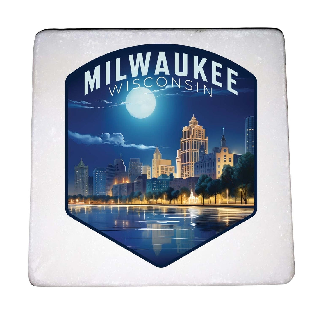 Milwaukee Wisconsin Design B Souvenir 4x4-Inch Coaster Marble 4 Pack Image 1