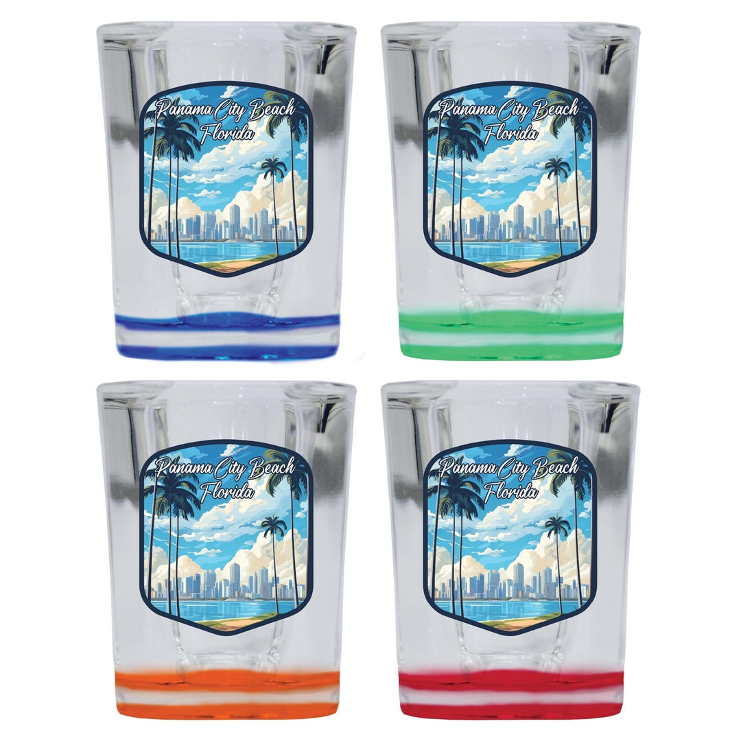 Panama City Beach Florida Design B Souvenir 2 Ounce Shot Glass Square 4-Pack Multicolor Image 1