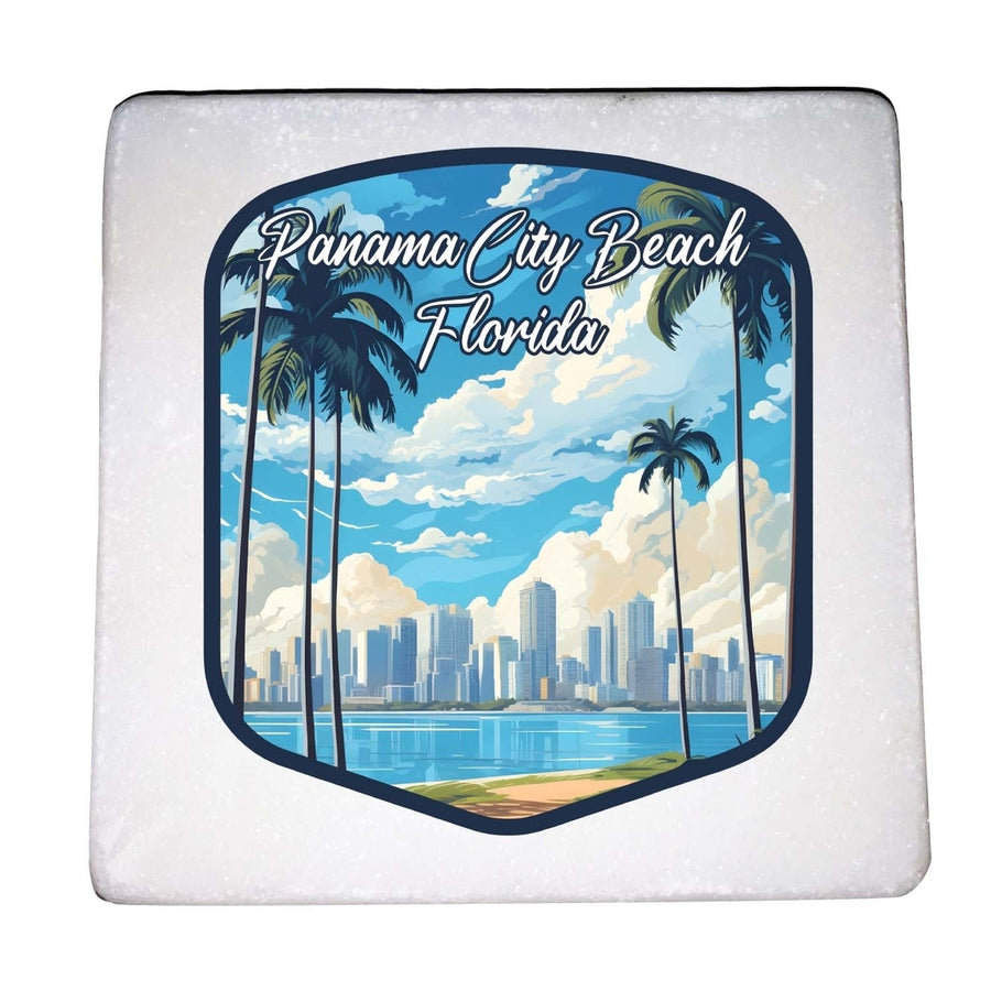 Panama City Beach Florida Design B Souvenir 4x4-Inch Coaster Marble 4 Pack Image 1