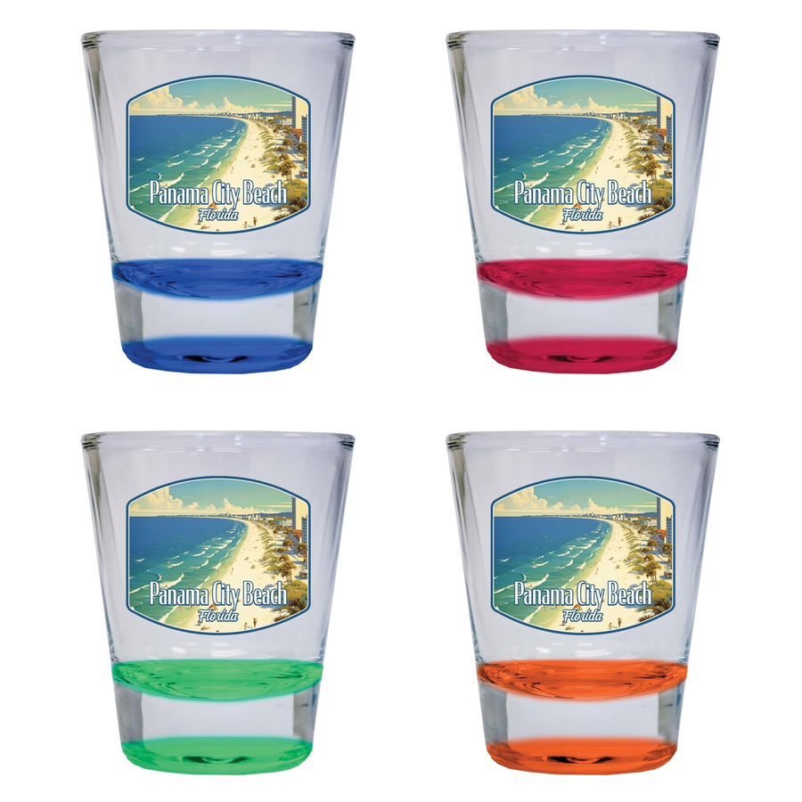 Panama City Beach Florida Design A Souvenir 2 Ounce Shot Glass Round 4-Pack Multicolor Image 1