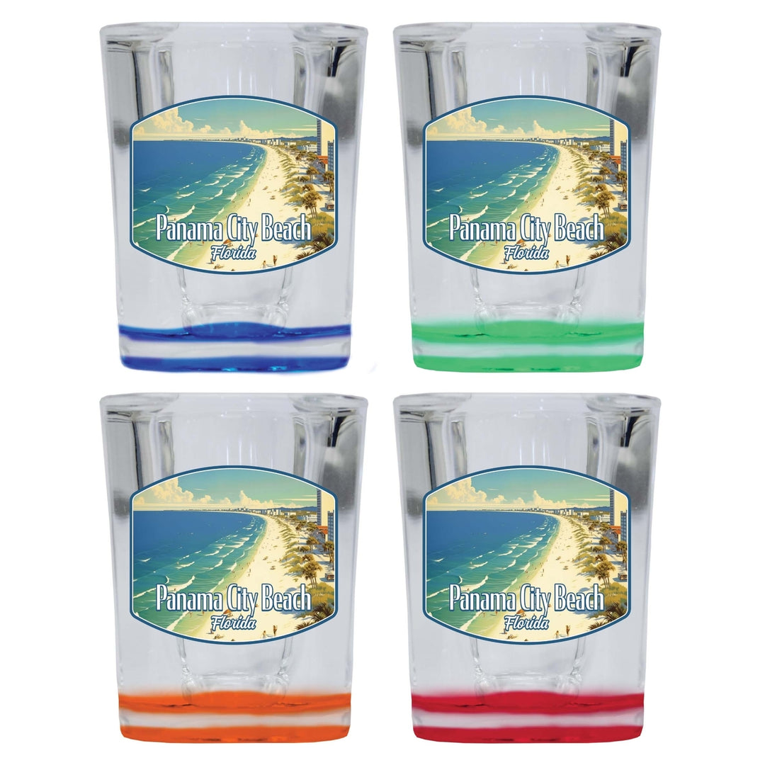 Panama City Beach Florida Design A Souvenir 2 Ounce Shot Glass Square 4-Pack Multicolor Image 1