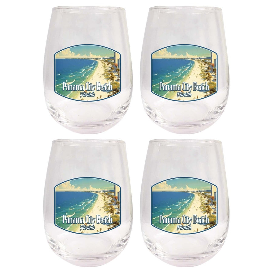 Panama City Beach Florida Design A Souvenir 15 oz Stemless Wine Glass 4-Pack Image 1