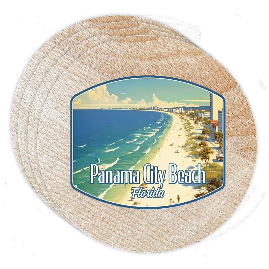 Panama City Beach Florida Design A Souvenir Coaster Wooden 3.5 x 3.5-Inch 4 Pack Image 1