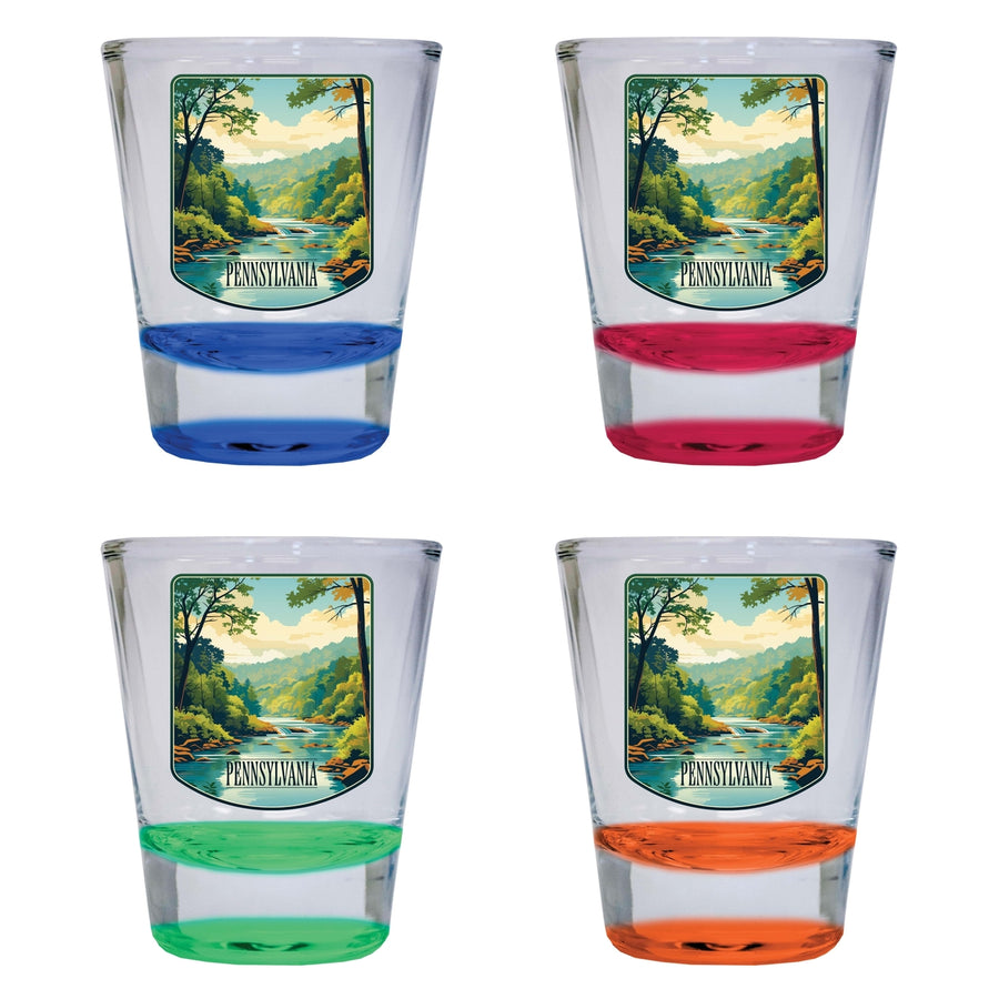 Pennsylvania Design B Souvenir 2 Ounce Shot Glass Round 4-Pack Multicolor Image 1