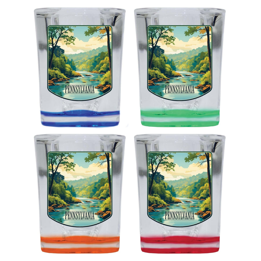 Pennsylvania Design B Souvenir 2 Ounce Shot Glass Square 4-Pack Multicolor Image 1