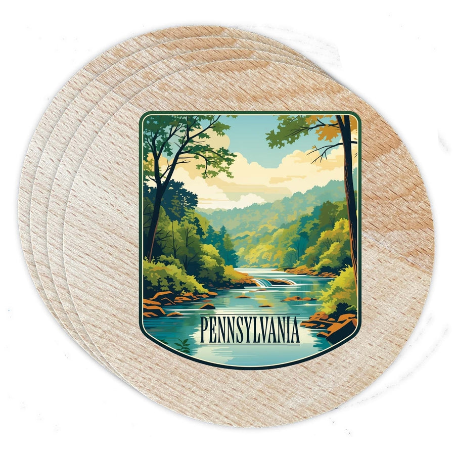 Pennsylvania Design B Souvenir Coaster Wooden 3.5 x 3.5-Inch 4 Pack Image 1