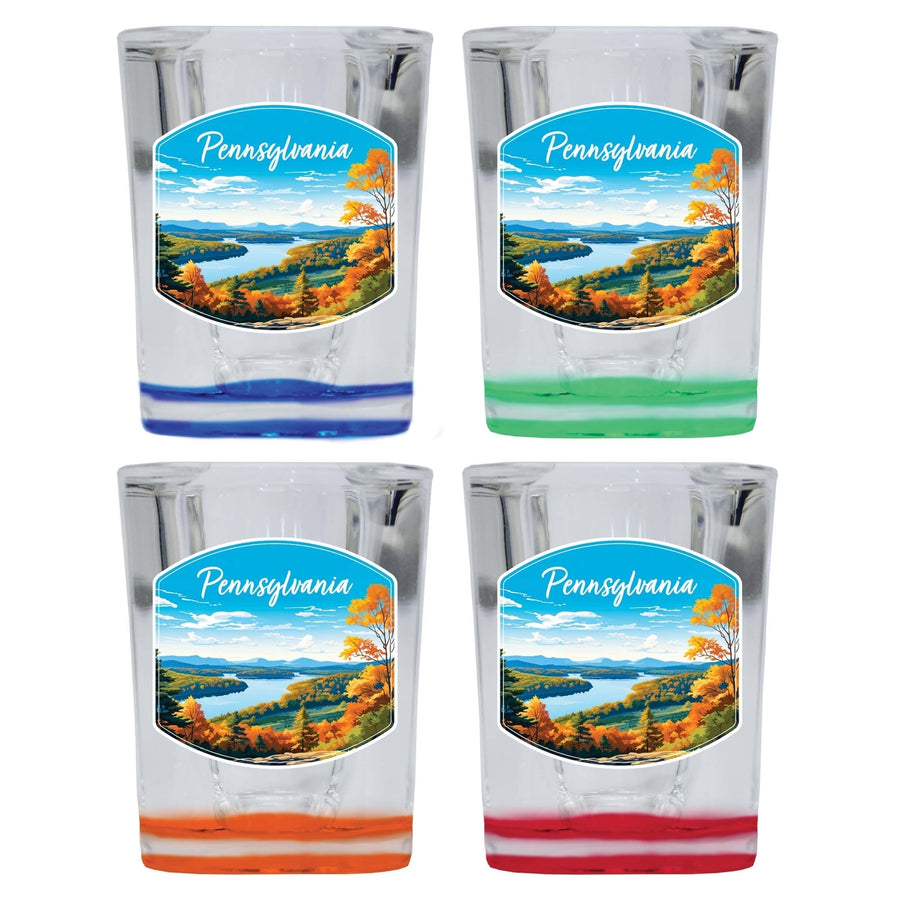 Pennsylvania Design C Souvenir 2 Ounce Shot Glass Square 4-Pack Multicolor Image 1