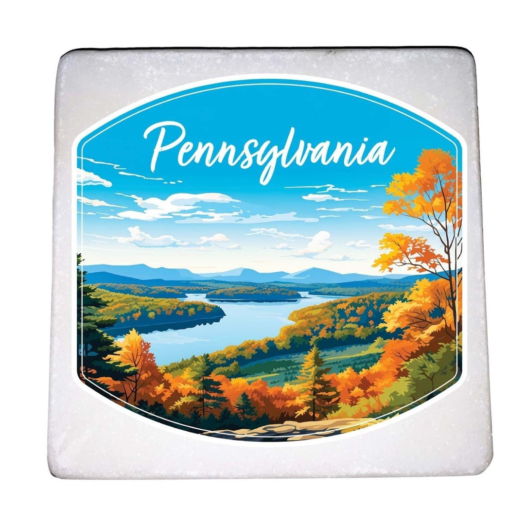 Pennsylvania Design C Souvenir 4x4-Inch Coaster Marble 4 Pack Image 1