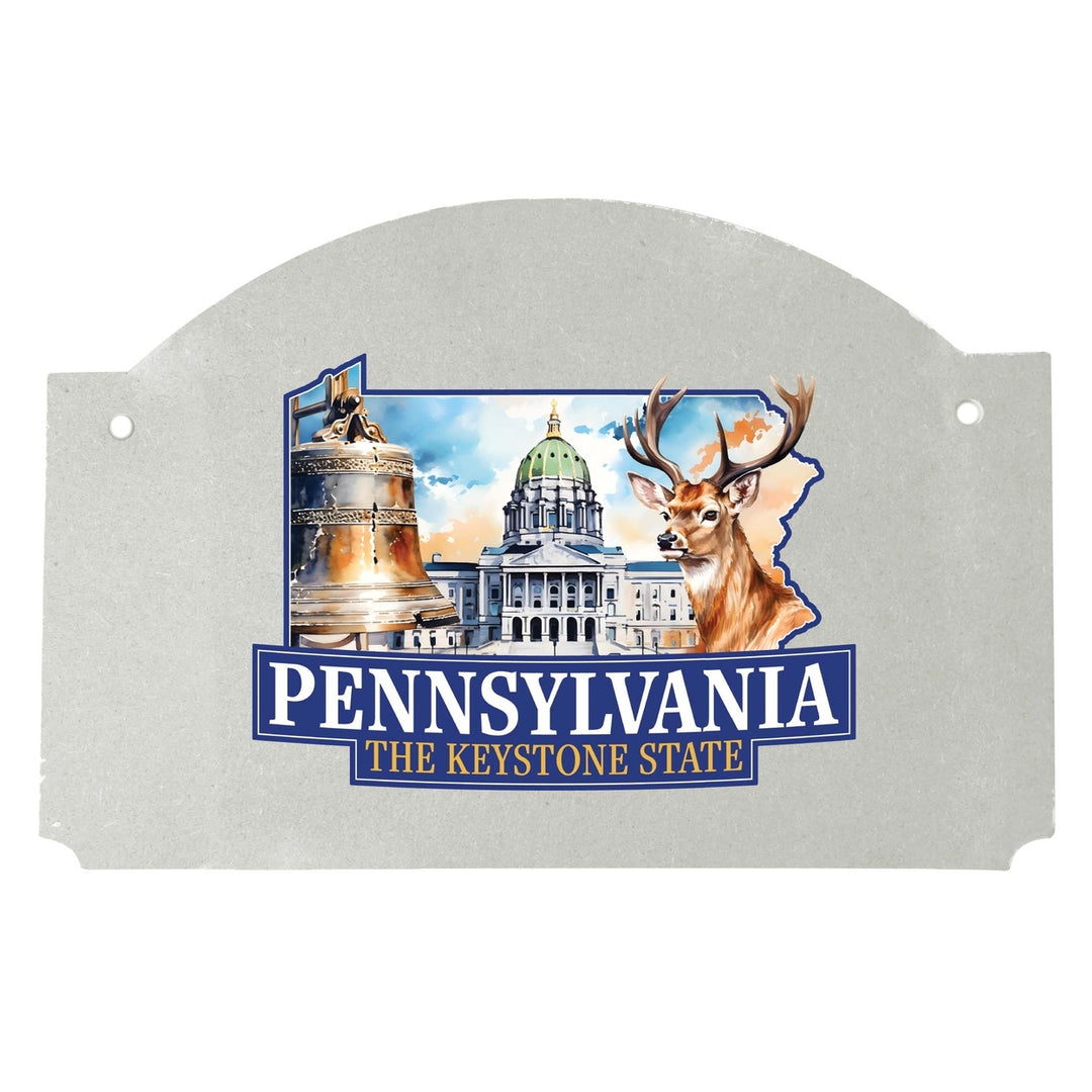 Pennsylvania Design D Souvenir Wood sign flat with string Image 1