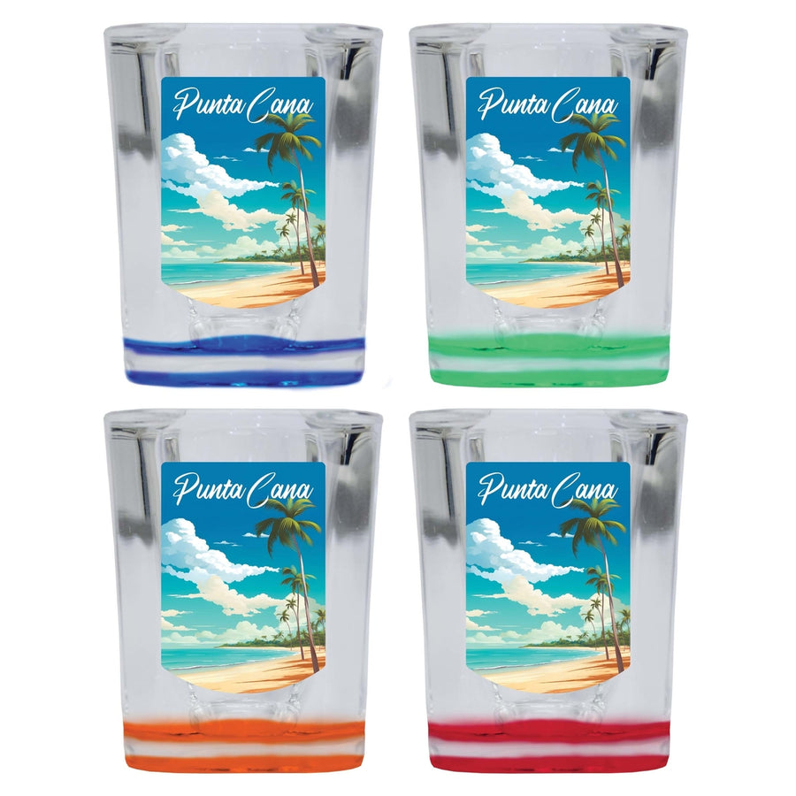 Punta Cana Dominican Republic Design D Souvenir 2 Ounce Shot Glass Square 4-Pack Multicolor Image 1