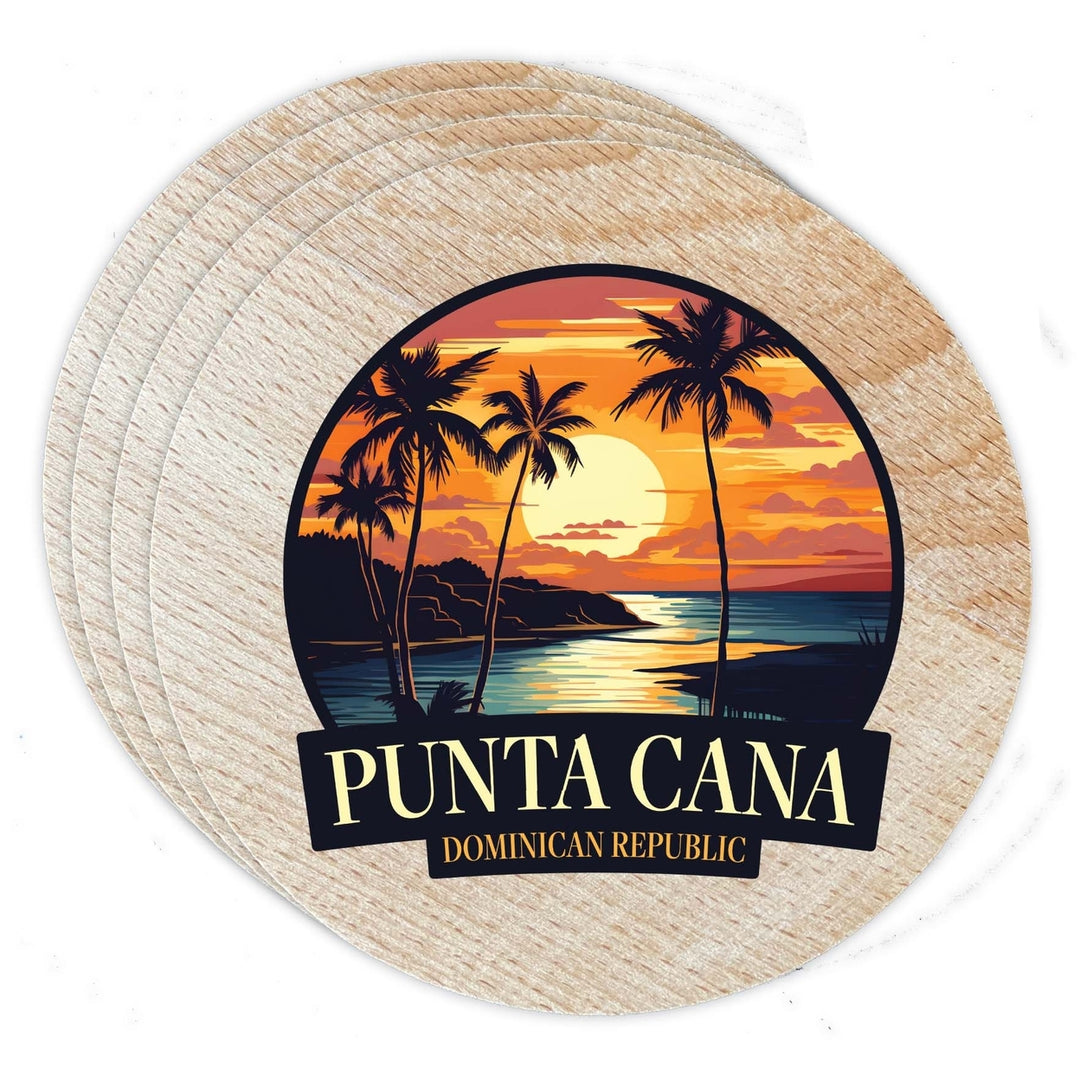 Punta Cana Dominican Republic Design E Souvenir Coaster Wooden 3.5 x 3.5-Inch 4 Pack Image 1