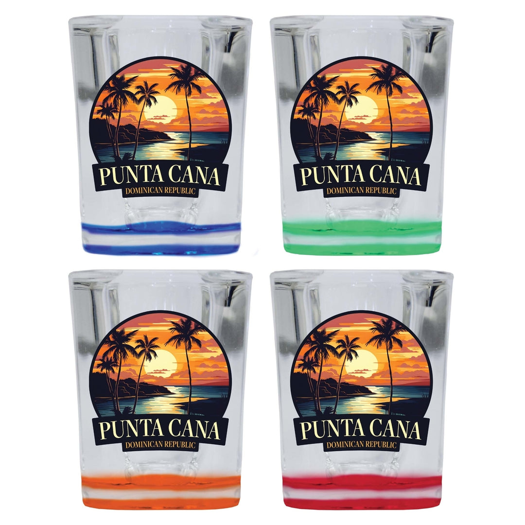 Punta Cana Dominican Republic Design E Souvenir 2 Ounce Shot Glass Square 4-Pack Multicolor Image 1