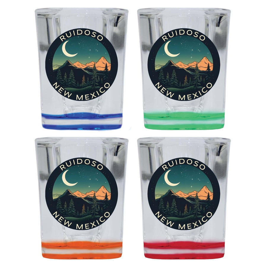 Ruidoso Mexico Design A Souvenir 2 Ounce Shot Glass Square 4-Pack Multicolor Image 1