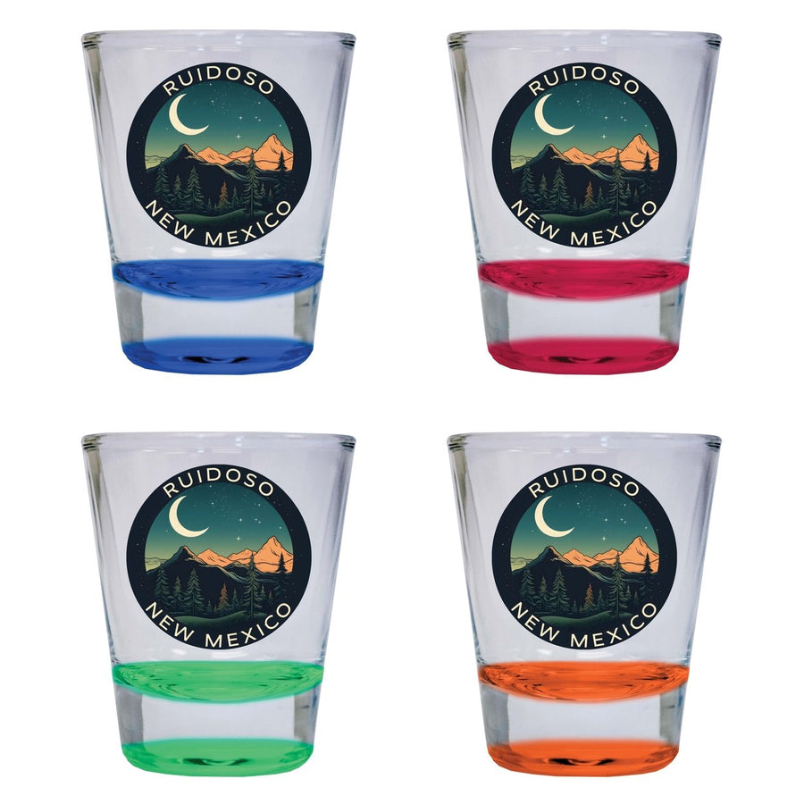 Ruidoso Mexico Design A Souvenir 2 Ounce Shot Glass Round 4-Pack Multicolor Image 1