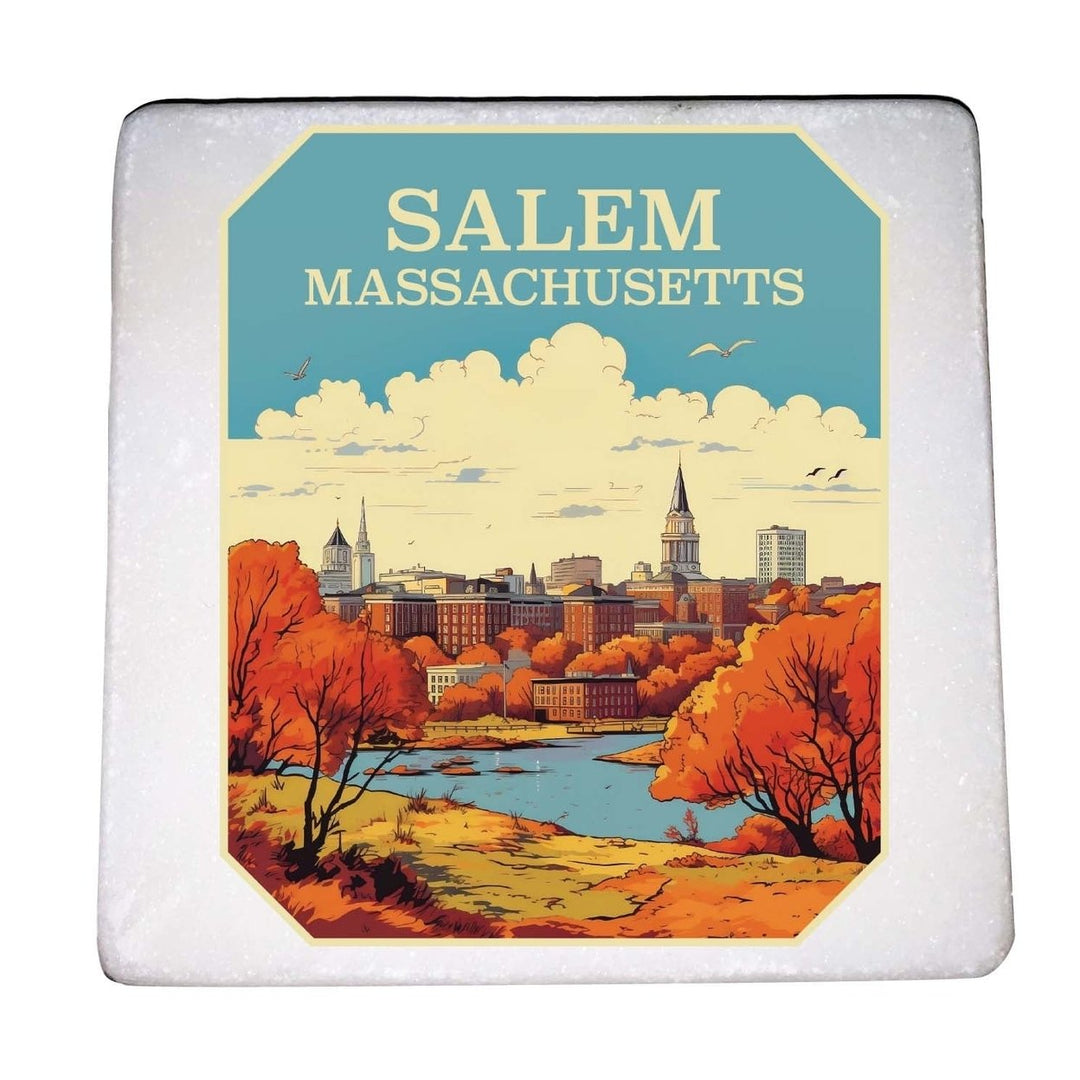 Salem Massachusettes Design A Souvenir 4x4-Inch Coaster Marble 4 Pack Image 1