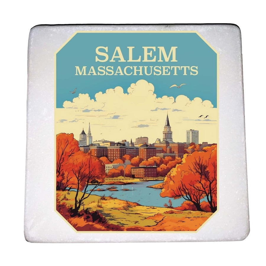 Salem Massachusettes Design A Souvenir 4x4-Inch Coaster Marble 4 Pack Image 1