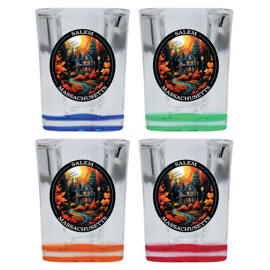 Salem Massachussettes Design B Souvenir 2 Ounce Shot Glass Square 4-Pack Multicolor Image 1