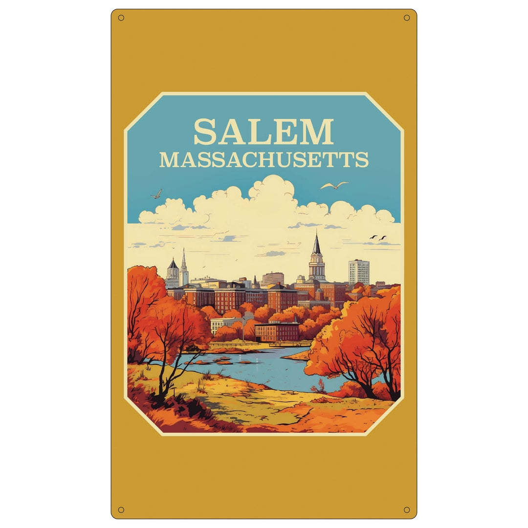 Salem Massachussettes Design A Souvenir Metal Sign 9 x 15 Image 1