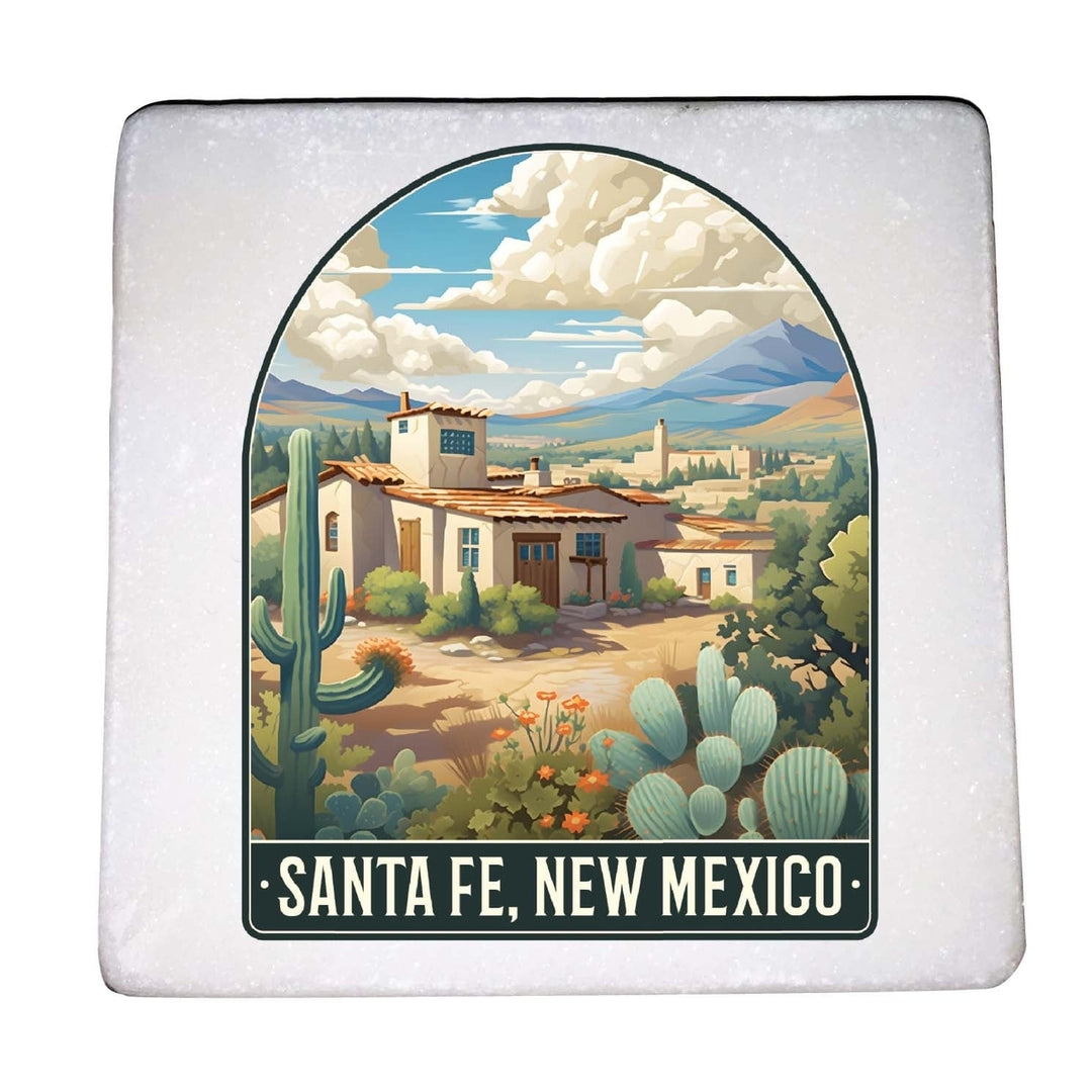 Santa Fe Mexico Design C Souvenir 4x4-Inch Coaster Marble 4 Pack Image 1