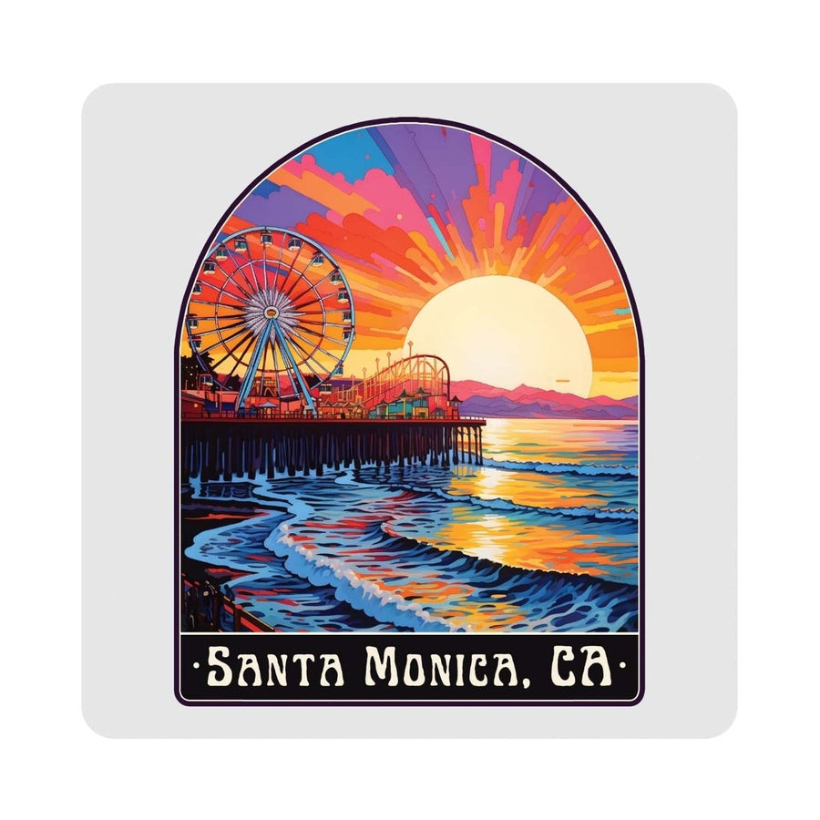 Santa Monica California Design B Souvenir 4x4-Inch Coaster Acrylic 4 Pack Image 1