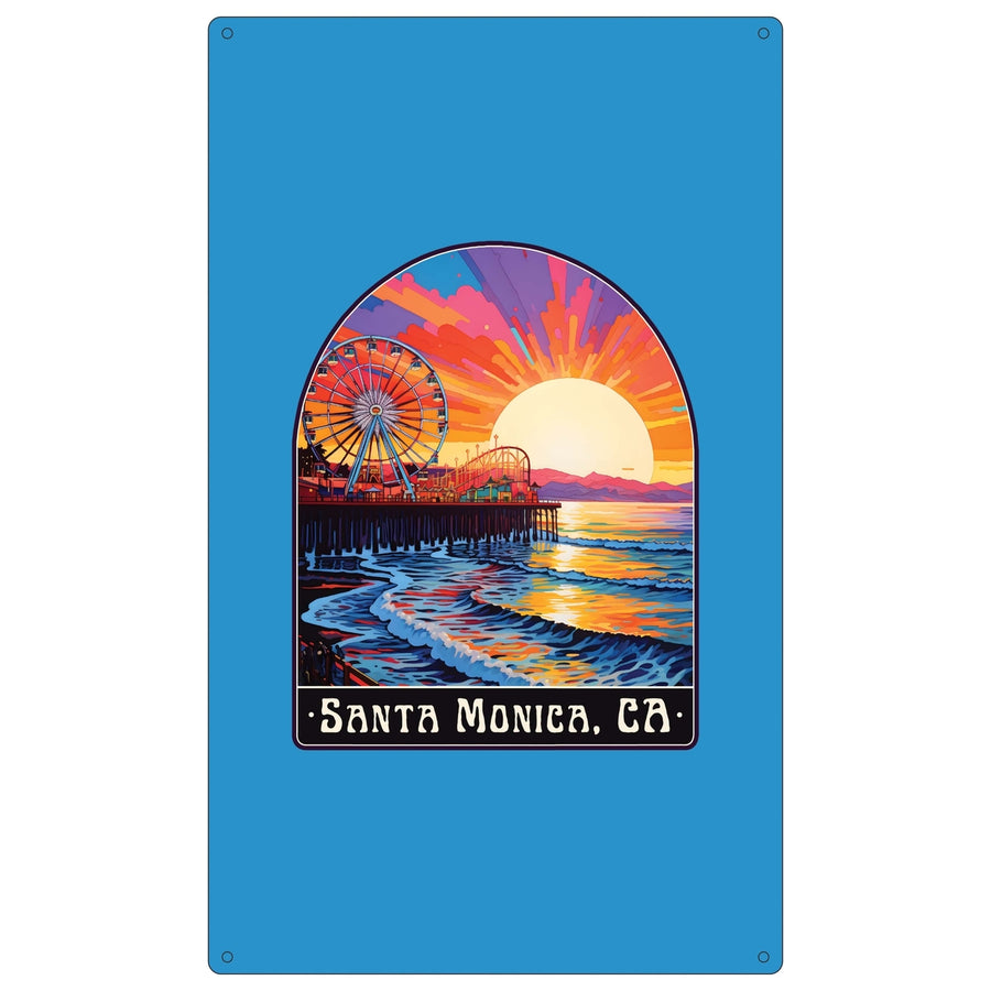 Santa Monica California Design B Souvenir Metal Sign 9 x 15 Image 1