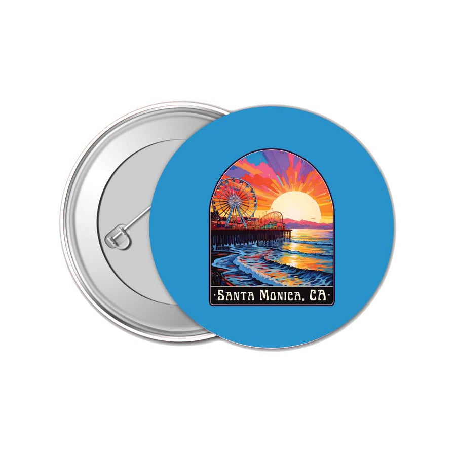 Santa Monica California Design B Souvenir Small 1-Inch Button Pin 4 Pack Image 1