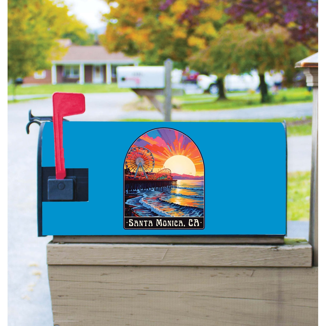 Santa Monica California Design B Souvenir Magnetic Mailbox Cover Image 1