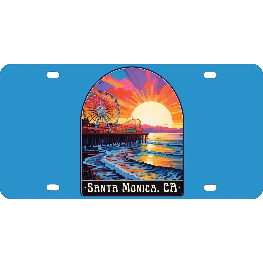 Santa Monica California Design B Souvenir Metal License Plate Image 1