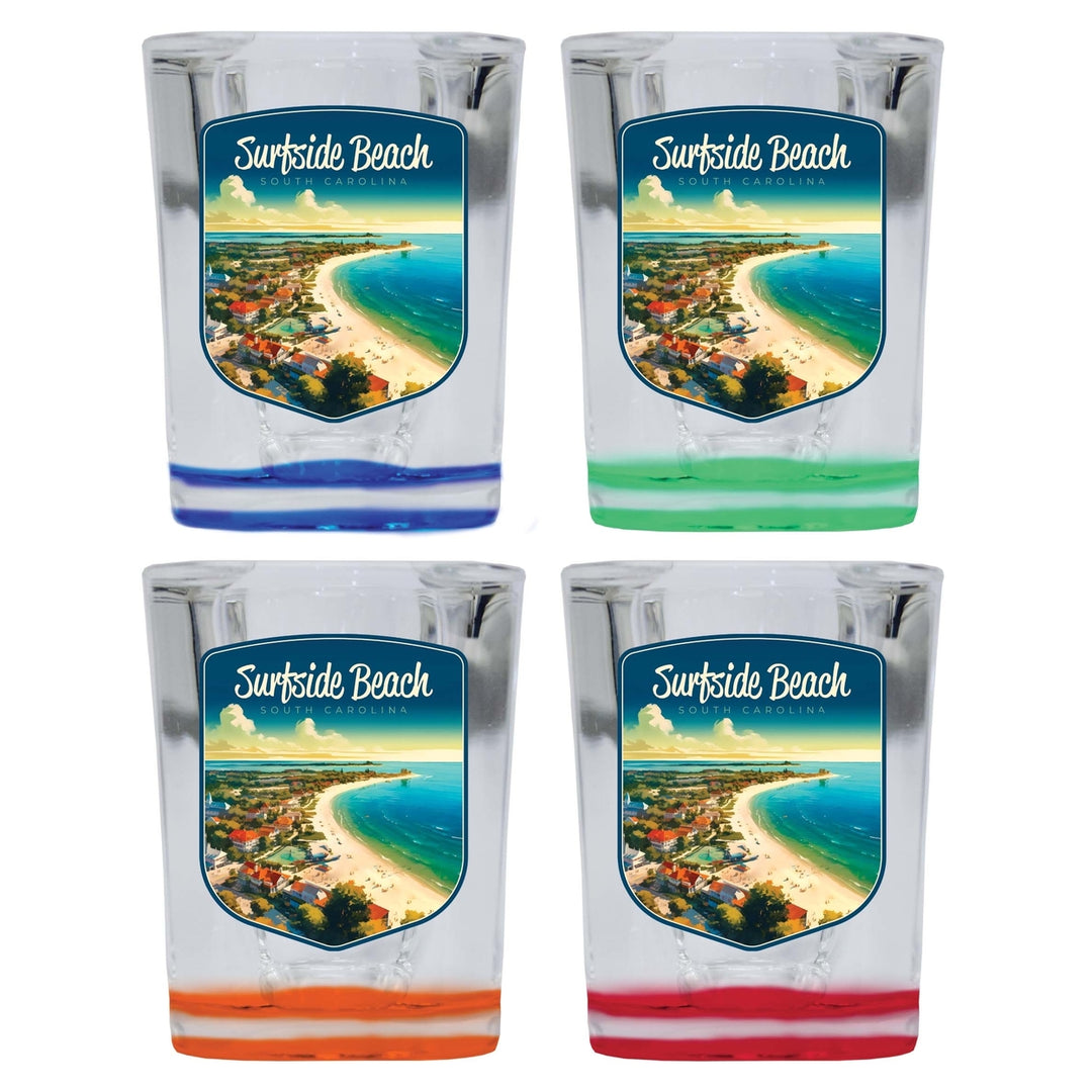 Surfside Beach South Carolina Design A Souvenir 2 Ounce Shot Glass Square 4-Pack Multicolor Image 1