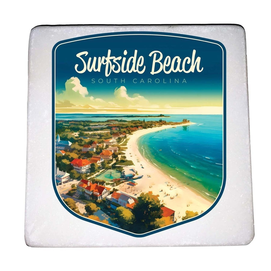 Surfside Beach South Carolina Design A Souvenir 4x4-Inch Coaster Marble 4 Pack Image 1