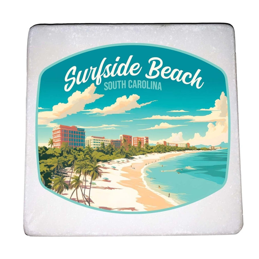 Surfside Beach South Carolina Design B Souvenir 4x4-Inch Coaster Marble 4 Pack Image 1