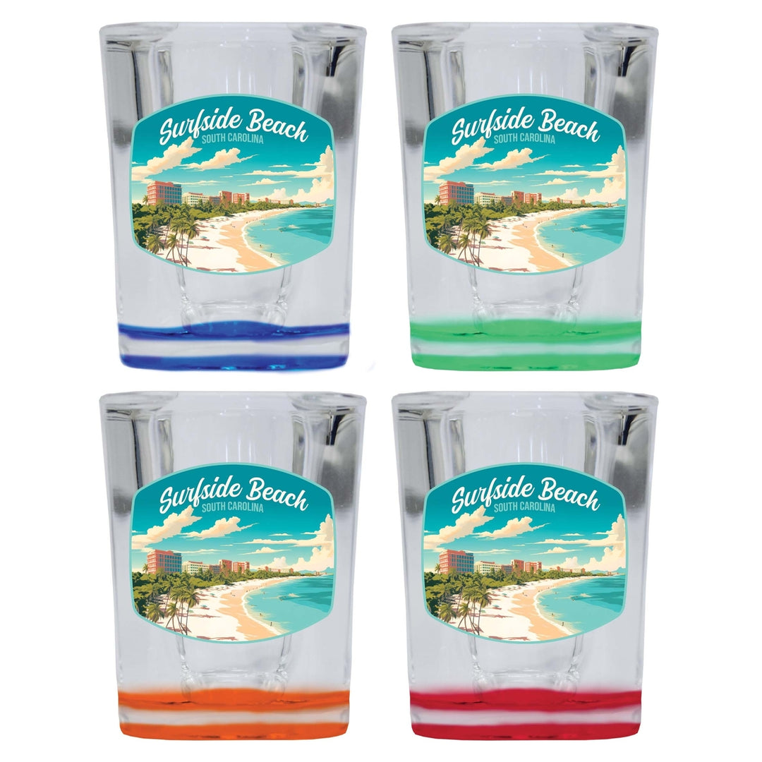 Surfside Beach South Carolina Design B Souvenir 2 Ounce Shot Glass Square 4-Pack Multicolor Image 1