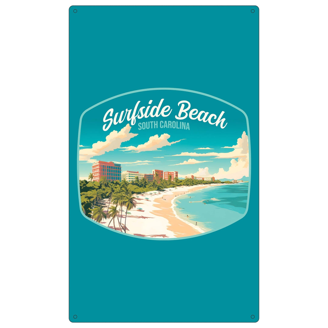 Surfside Beach South Carolina Design B Souvenir Metal Sign 9 x 15 Image 1