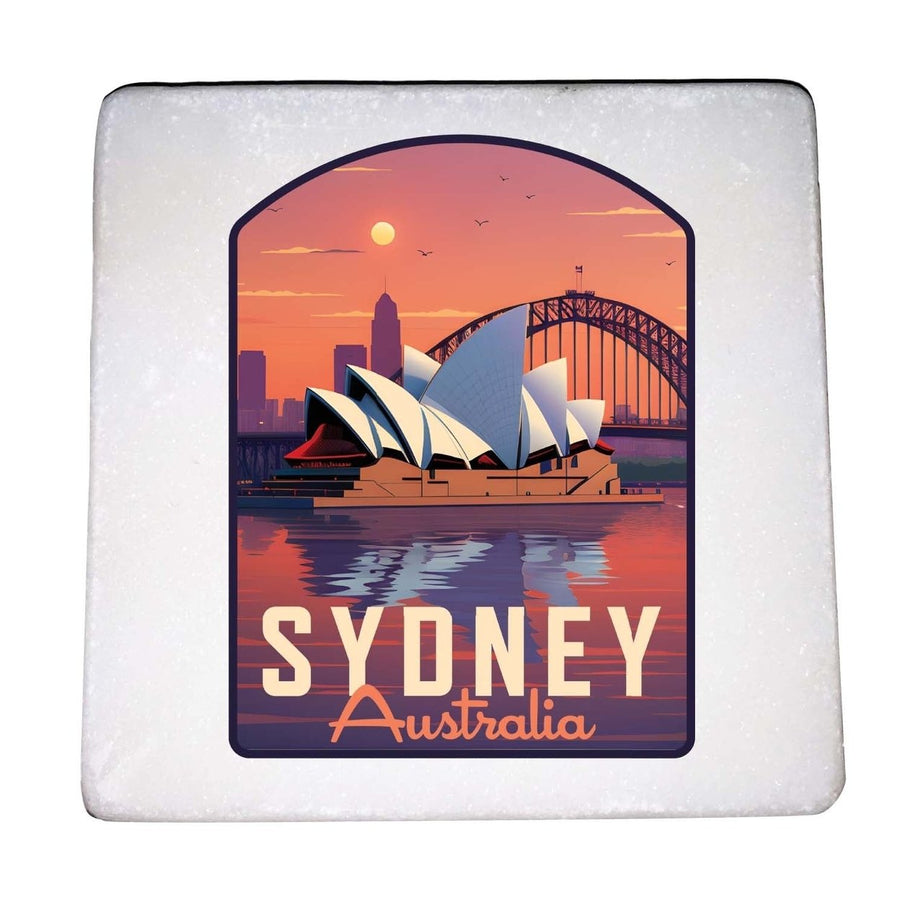 Sydney Australia Design B Souvenir 4x4-Inch Coaster Marble 4 Pack Image 1