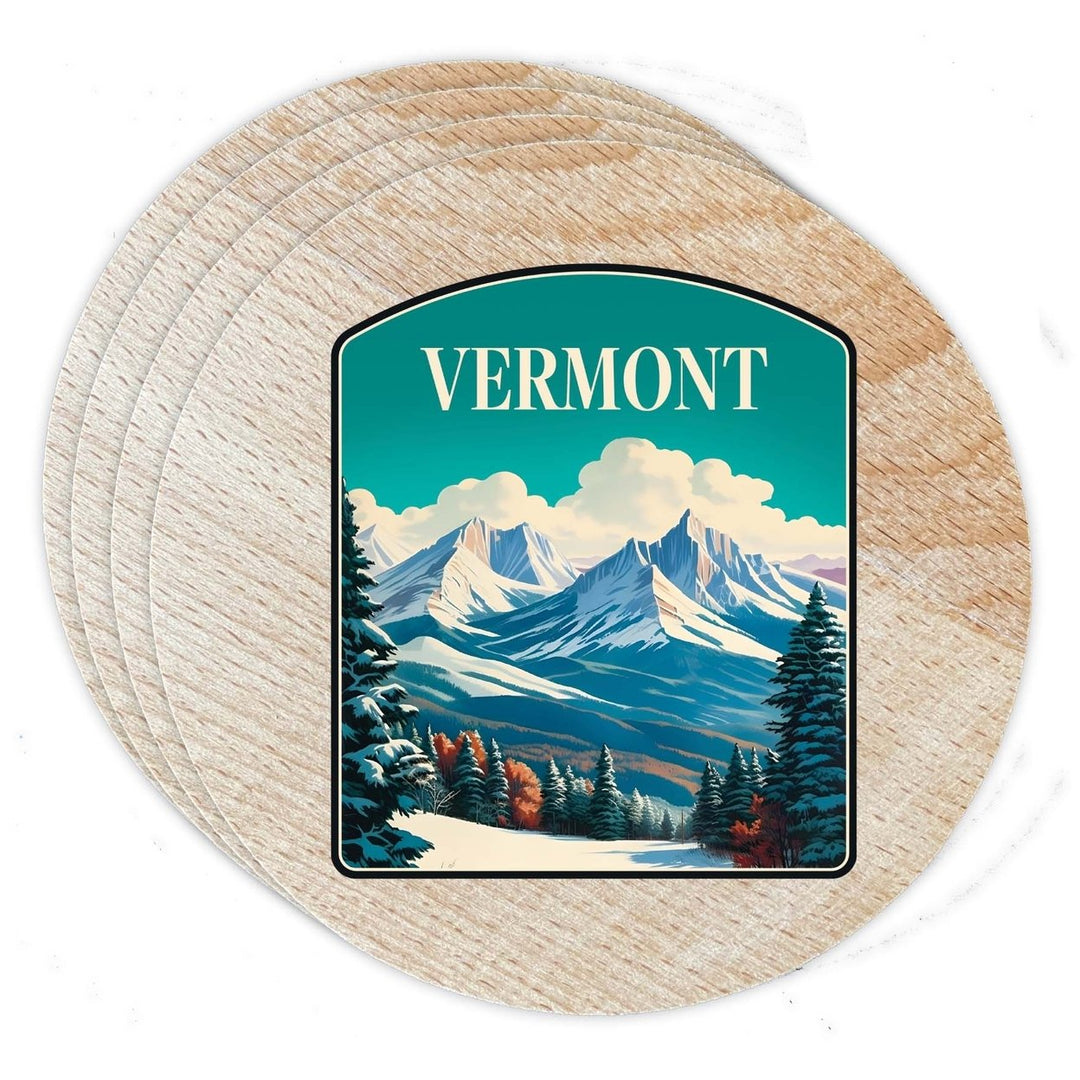 Vermont Design A Souvenir Coaster Wooden 3.5 x 3.5-Inch 4 Pack Image 1