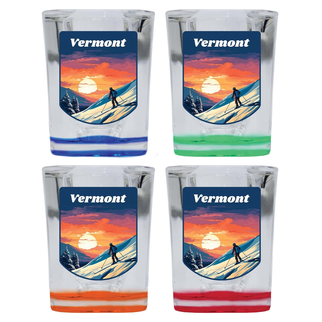 Vermont Design B Souvenir 2 Ounce Shot Glass Square 4-Pack Multicolor Image 1