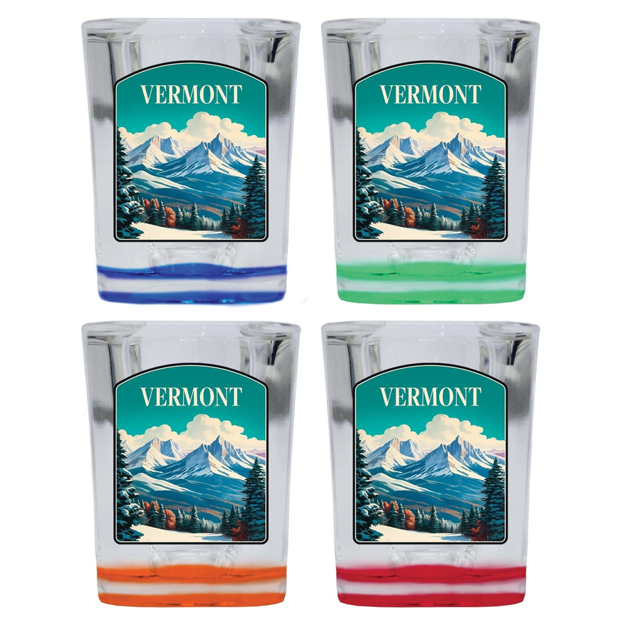 Vermont Design A Souvenir 2 Ounce Shot Glass Square 4-Pack Multicolor Image 1