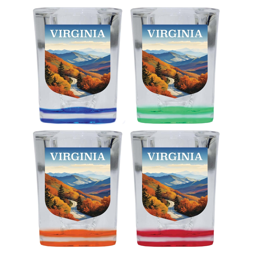 Virginia Design A Souvenir 2 Ounce Shot Glass Square 4-Pack Multicolor Image 1