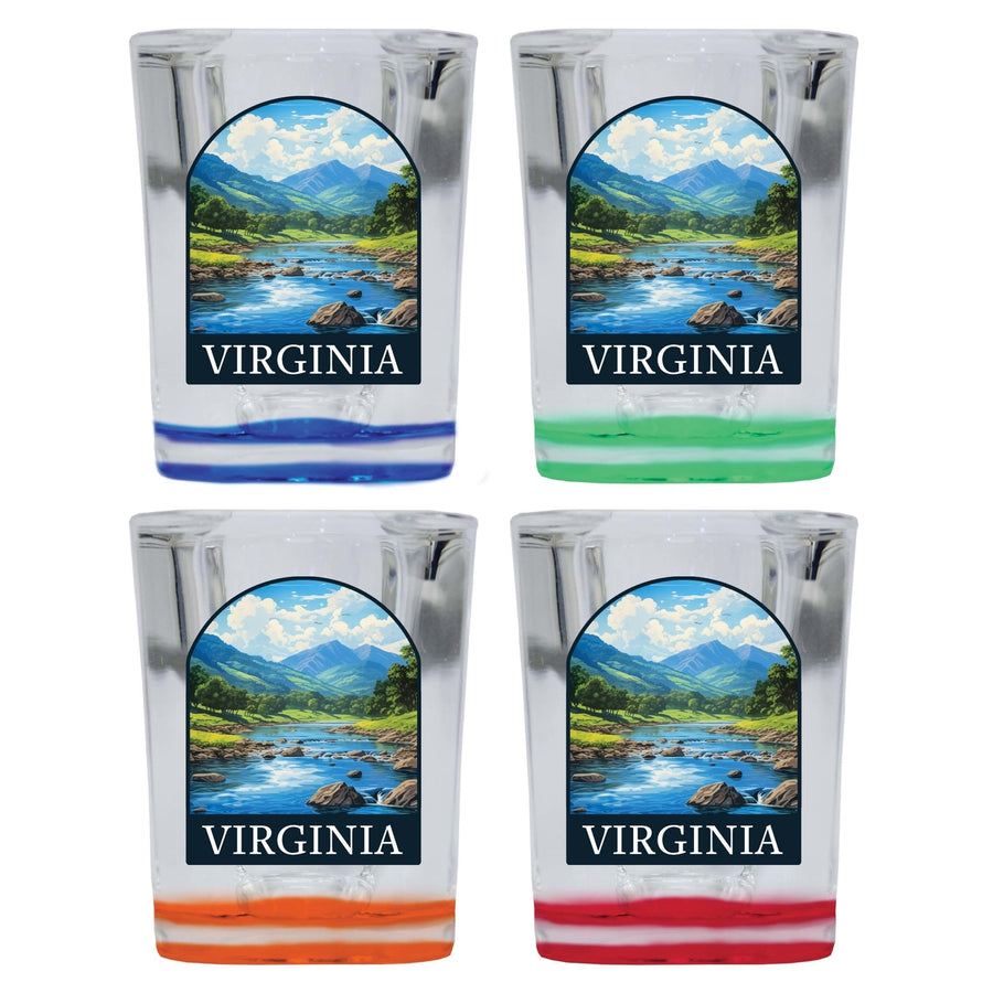 Virginia Design B Souvenir 2 Ounce Shot Glass Square 4-Pack Multicolor Image 1