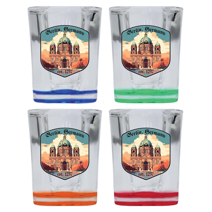 Berlin Germany Design B Souvenir 2 Ounce Shot Glass Square 4-Pack Multicolor Image 1