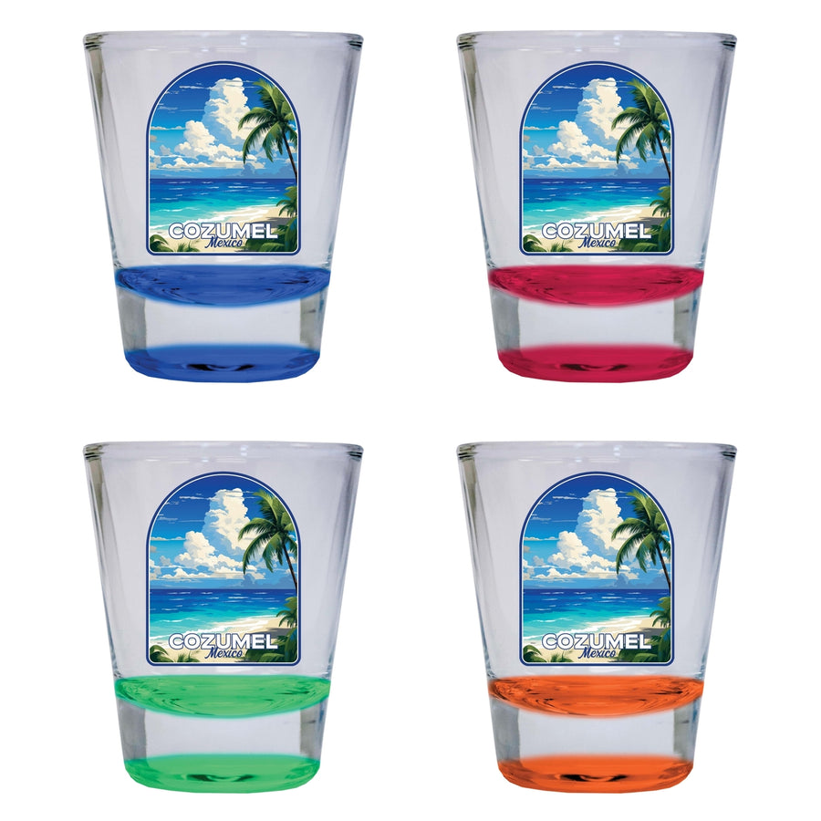 Cozumel Mexico Design C Souvenir 2 Ounce Shot Glass Round 4-Pack Multicolor Image 1