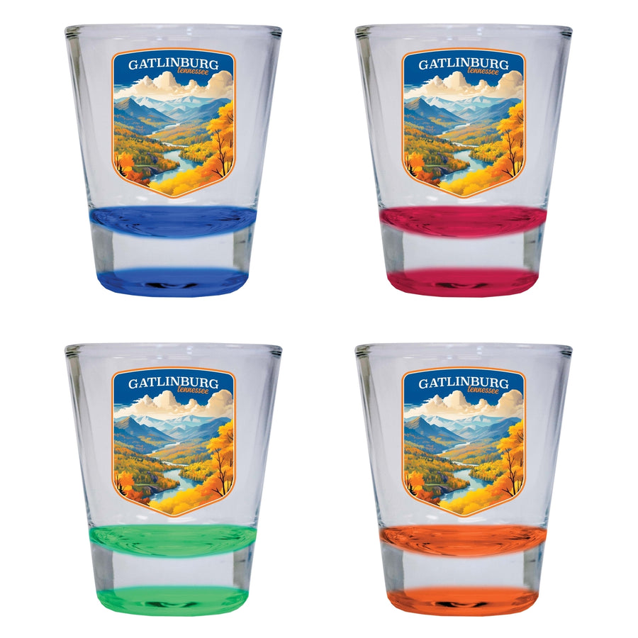 Gatlinburg Tennessee Design D Souvenir 2 Ounce Shot Glass Round 4-Pack Multicolor Image 1