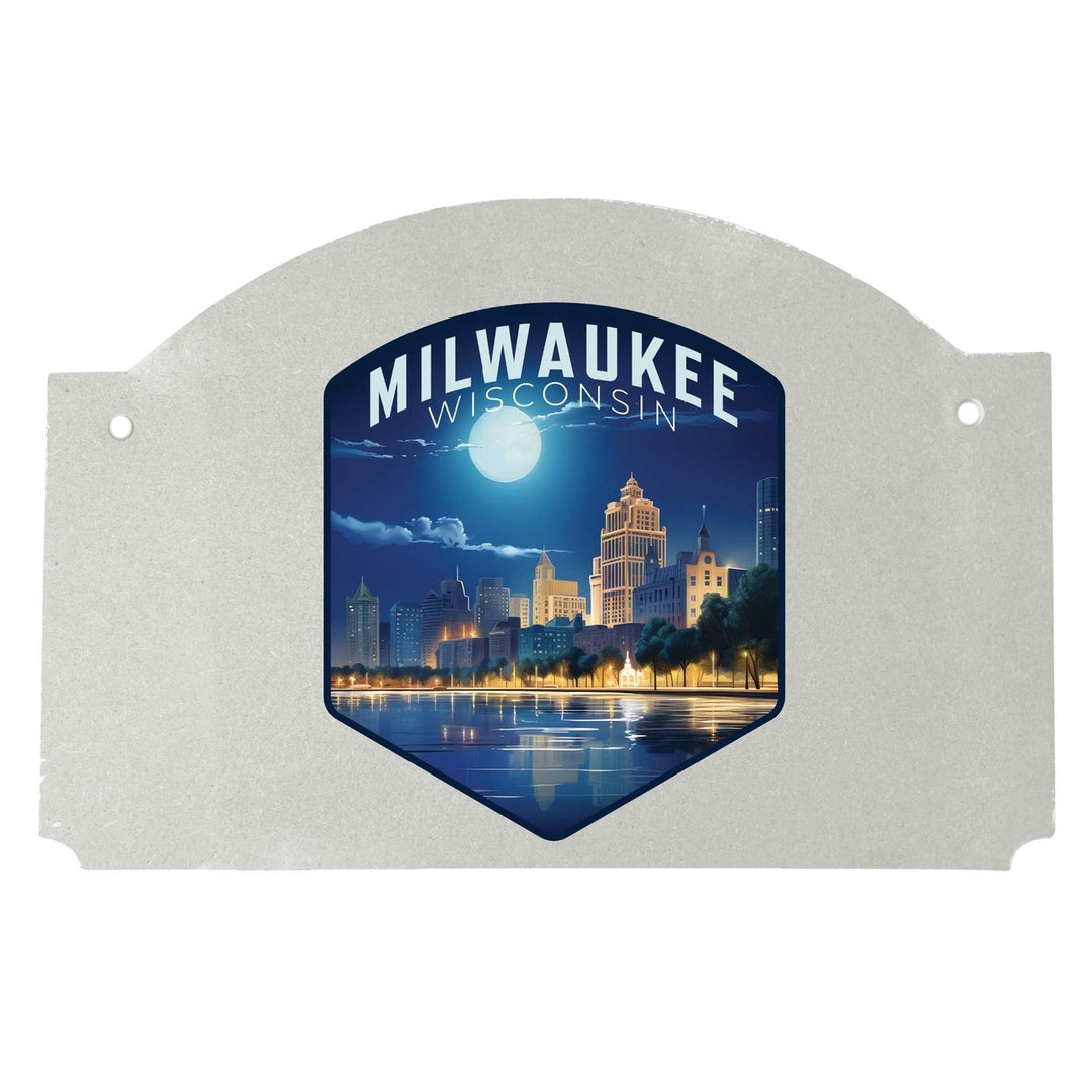 Milwaukee Wisconsin Design B Souvenir Wood sign flat with string Image 1