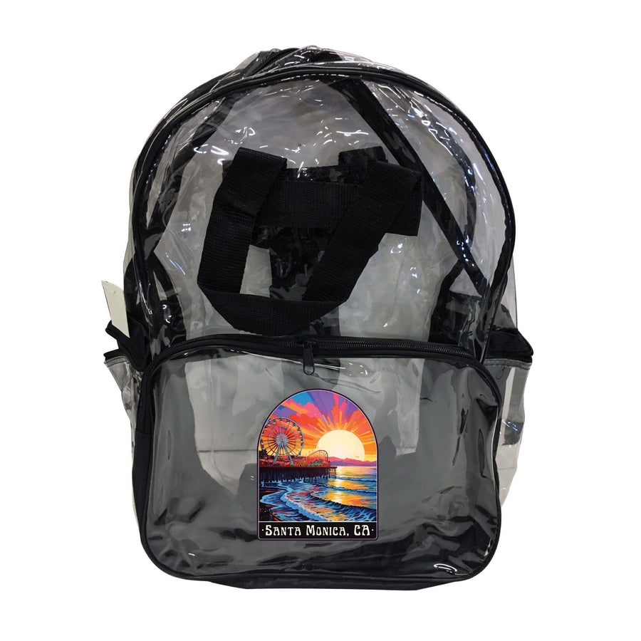 Santa Monica California Design B Souvenir Clear View Backpack Image 1