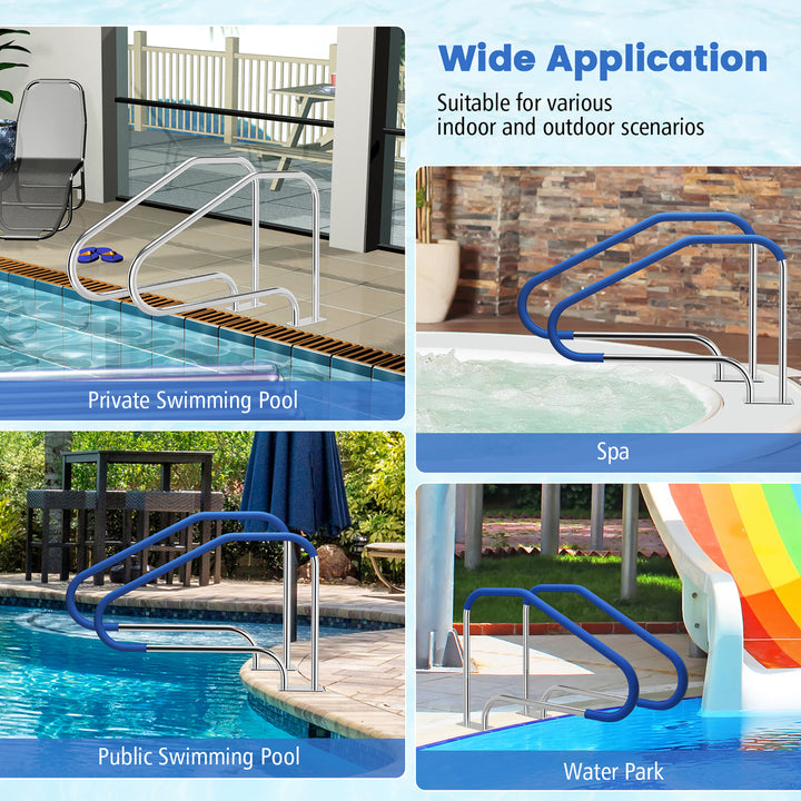 48 x 33 Swimming Pool Handrail w/ Grip Cover 304 Stainless Steel Pool Stair Rail Image 9