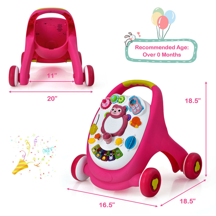 Sit-to-Stand Learning Walker Toddler Push Walking Toy w/Lights and Sounds Image 2