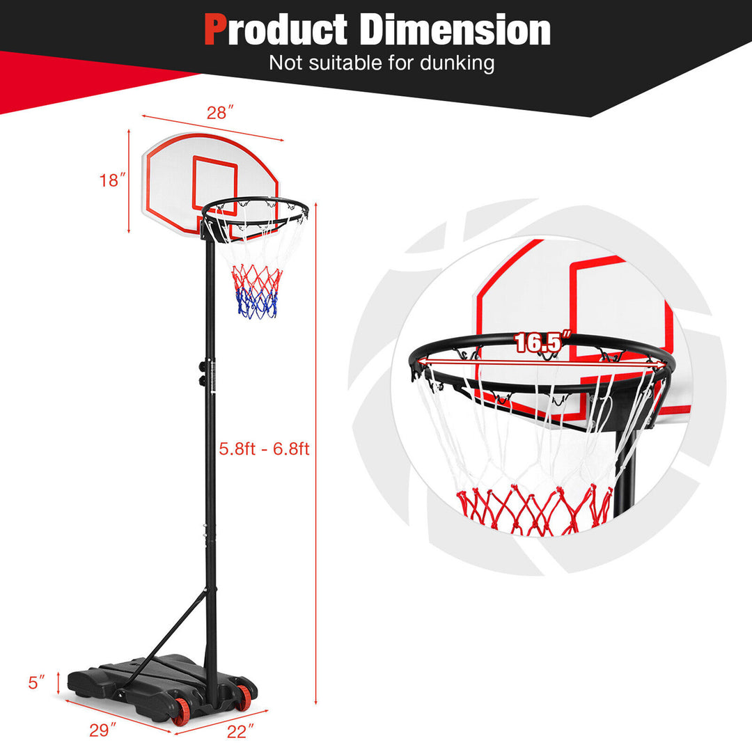 Basketball System Hoop Stand Backboard w/ Adjustable Height Wheels and 2 Nets Image 8
