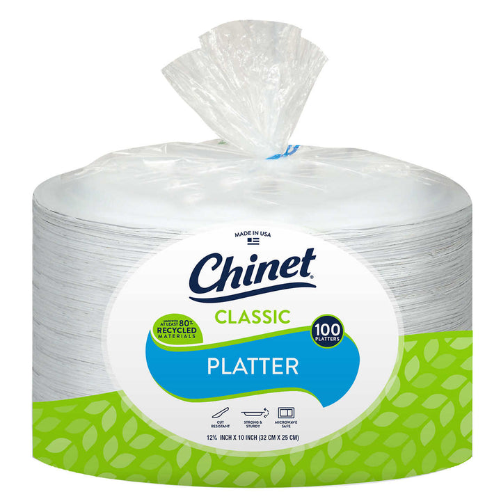 Chinet Classic 12 5/8-inch x 10-inch Paper Platter100 Count Image 1