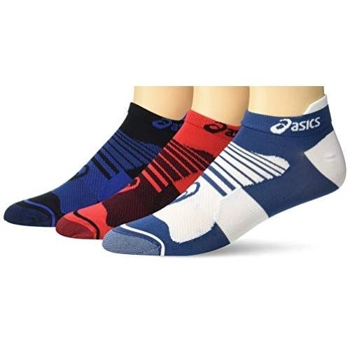 ASICS Mens Quick Lyte Plus 3-pack Ankle Socks Performance Black/Asics Blue/Speed Red - 3031A027-003 Small PERFORMANCE Image 1