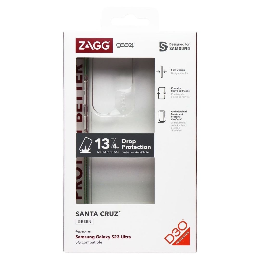 ZAGG Gear4 Santa Cruz Series Case for Samsung Galaxy S23 Ultra - Clear / Green Image 1